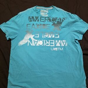 American Eagle Outfitters Men's Blue Graphic Tee